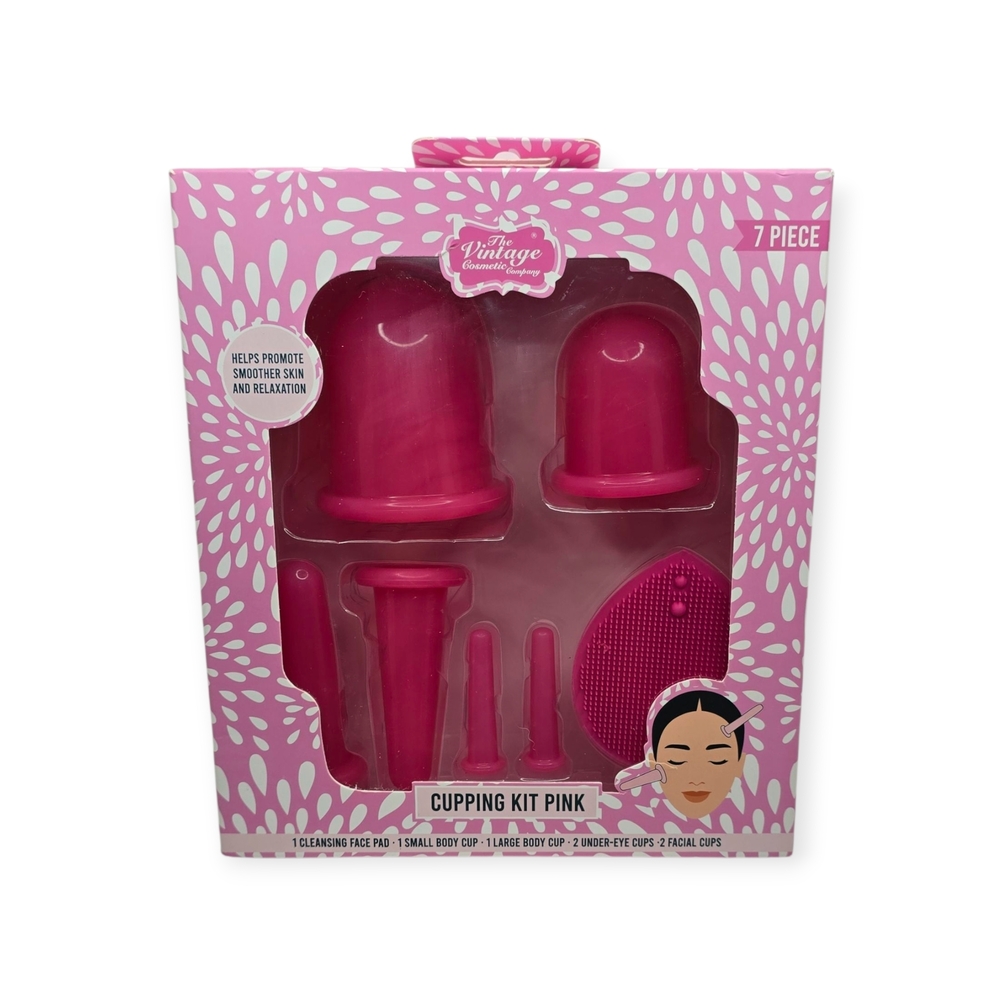 NWT The Vintage Cosmetic Co. Pink 7PC Cupping Set | Face & Body Skincare Kit